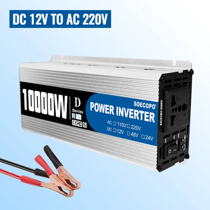 SOECOPO Solsystem-kit – 12V till 110V/220V, 1100W Inverter (10000W topp), 100A Regulator, 2×Solpanel, Hem/Husbil/Camping/Off-Grid
