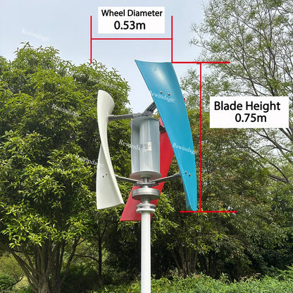 Vertikal Vindturbin 5kW/8kW/10kW 3-fas 48V – Permanent Magnet Komplett System Hushåll Off-Grid, Enbart Turbin/Regulator/Off-Grid
