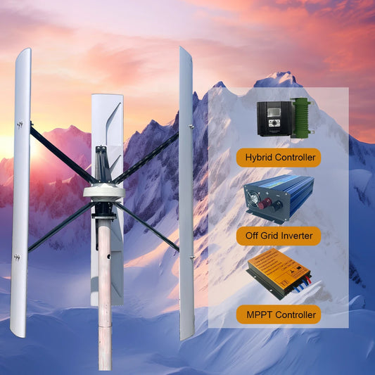 Vertikal Vindturbin 5kW/15kW/20kW 12V–220V – Permanent Magnet Generator Hushåll Camping Off-Grid, 5 Systemkonfigurationer