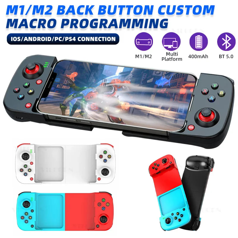 D3 Mobile Gamepad Wireless Game Controller for Cell Phone for iphone/Samsung/Android/Switch Stretching Joystick with Turbo Macro