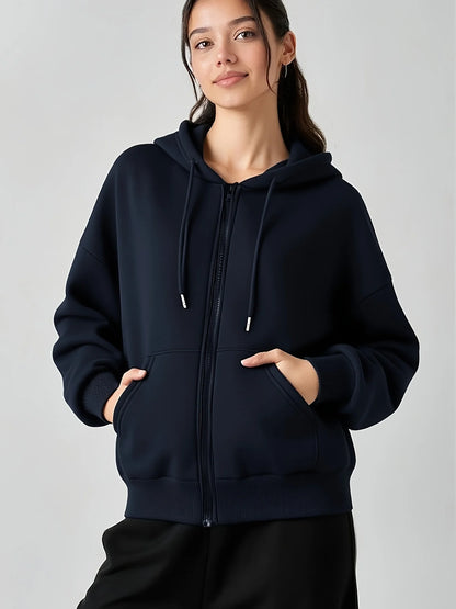Black White Women's Zipper Hoodies Jacket Cotton Fleece Hoody Sweatshirt Pullover Autumn Winter Oversized Loose Tops Coat Unisex