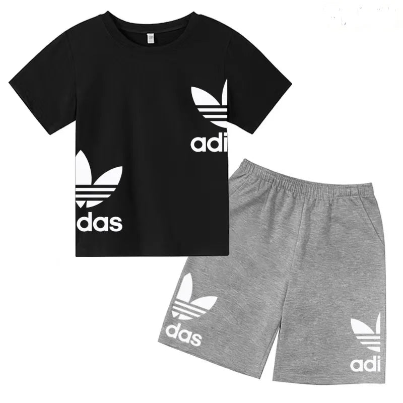 New Children Letter-Print Summer T-shirt Boy Girl Toddler3-12Years Short-Sleeved+Shorts Charming Casual Fashion Sports Brand Set