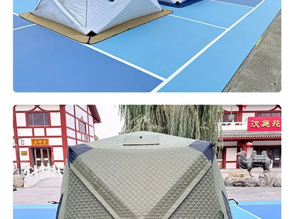 Fully Automatic Winter Ice Fishing Tent with Chimney Hole, Transparent Window, Quick Opening, Portable