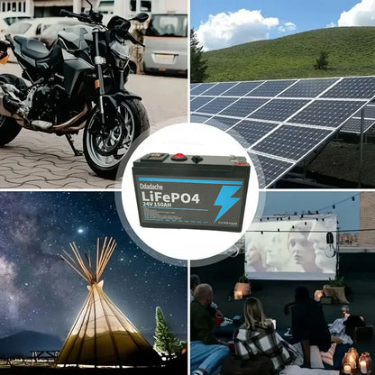 KELIAR LiFePO4 Batteri 24V 150Ah – Inbyggd 200A BMS, 18650-celler, -20°C till +60°C, Husbil/Båt/Sol/Off-Grid, EU-lager (Polen)