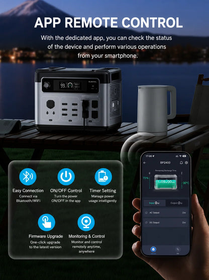 OUKITEL P2400E 2400W Portable Power Station 2048Wh LiFePO4 Battery Solar Generator with UPS, Pure Sine Wave AC Output, Fast Recharge, Home Backup Power Supply for Camping, RV, Outdoor, Emergency