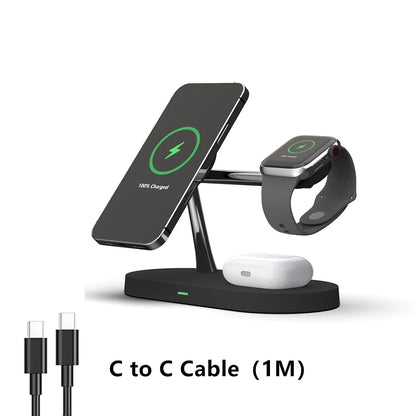 TIMESS 3-i-1 trådlös laddstation för iPhone, Apple Watch och AirPods