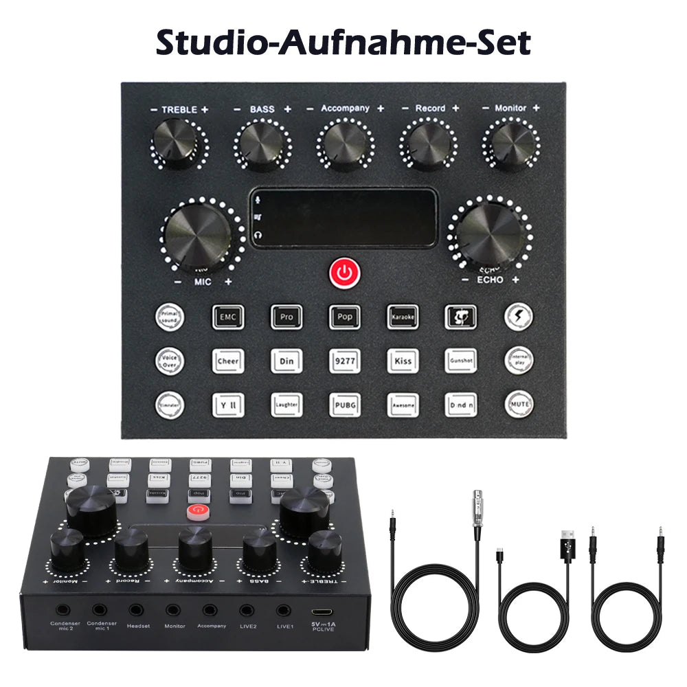 Professional Studio Recording Kit Podcast Music Mixer Equipment Condenser Microphone Set for PC Smartphone Laptop Computer Vlog