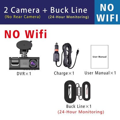 Wifi 3 Channel Dash Cam Three Way Car DVR Inside Vehicle Camera DVRs Recorder HD 1080P Video Mini Registrator Dashcam Camcord