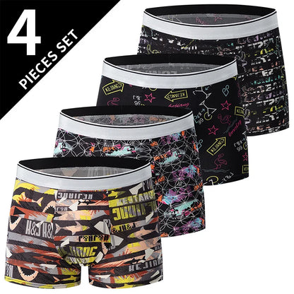 Herr Boxershorts 4/5-pack – Tryckta Plus Size Europeisk Storlek, Dubbel Användning Badshorts