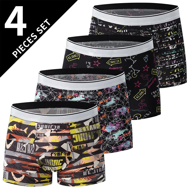 Herr Boxershorts 4/10-pack – Europeisk/US Storlek Trendiga Tryck Plus Size, XS–XXXL