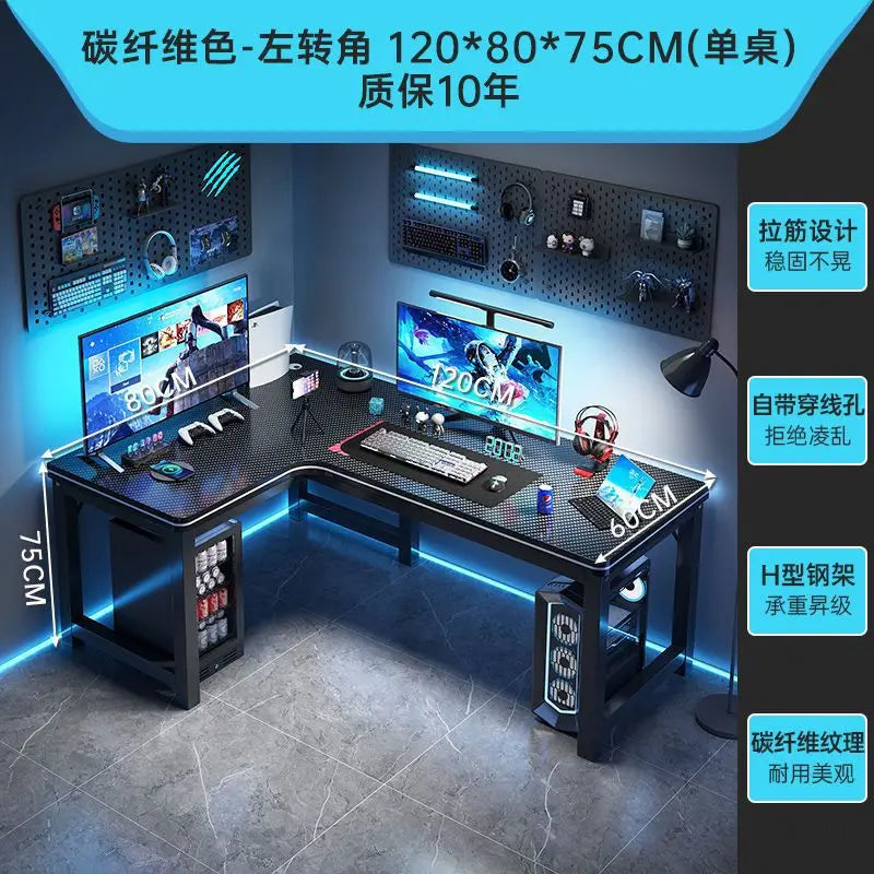 Corner Gaming Table Computer Desk Double Desktop for Home Student Bedroom Small Apartment Space Saving Workstation