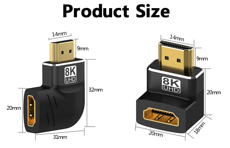 HDMI 2.1-adapter med 90° eller 270° vinkel – 8K 60 Hz