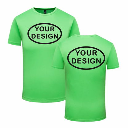 Eget tryck fram & bak, snabbtorkande t-shirt med logotyp, text eller foto – reklamkläder