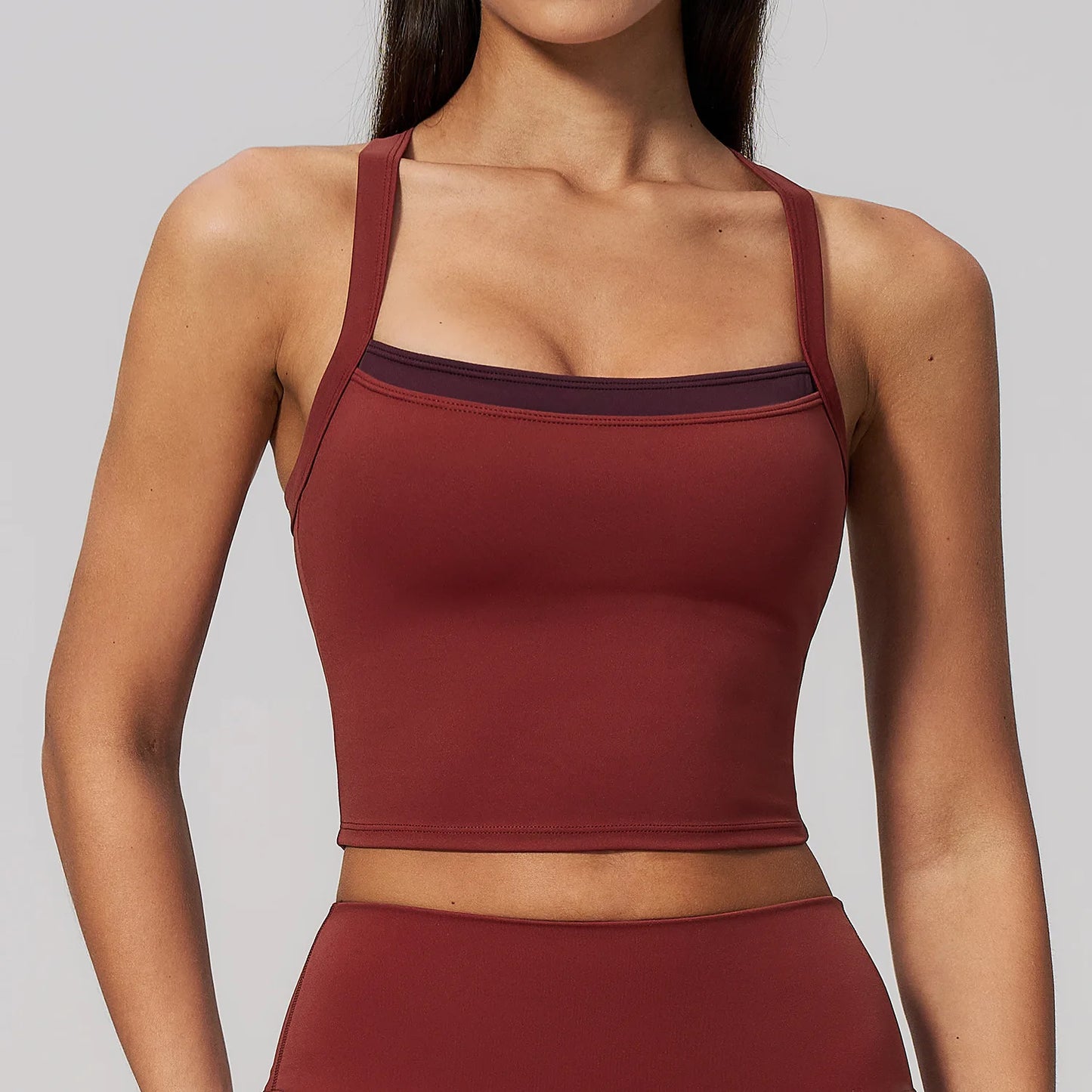 Women Criss Cross Back Yoga Tank Top Push Up Sports Bra Fitness Running Workout Gym Vest Color Block Sport Underwear Crop Top