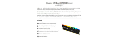 Kingston FURY DDR5 RGB RAM BEAST Desktop Memory 8GB 16GB 32GB Gaming UDIMM Memoria 5200MHZ 560MHZ High Performance Rgb Memory