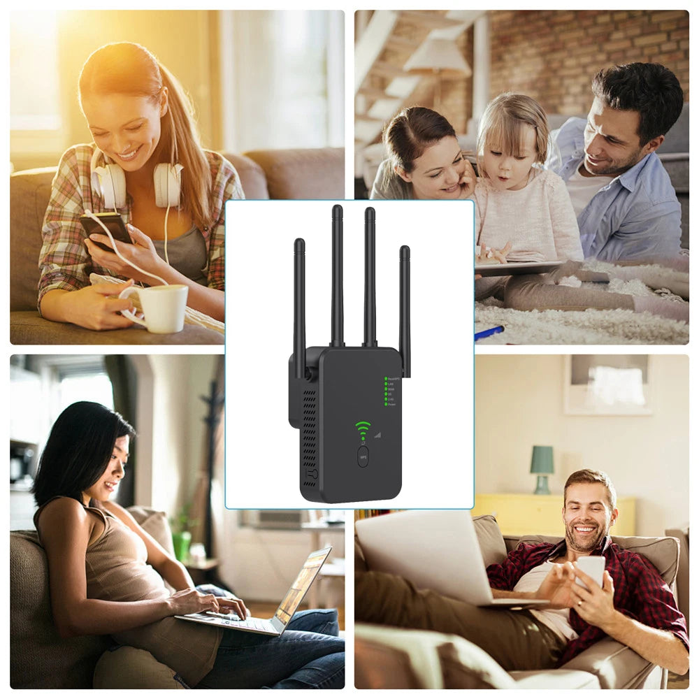 1200Mbps Wireless WiFi Repeater 5Ghz  Router WiFi Extender Amplifier 2.4G/5GHz Wi-Fi Signal Booster Long Range Network Receiver