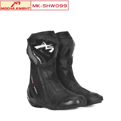 Racingstövlar MK099 i läder – proffsstövlar för bana och offroad, unisex 35–46
