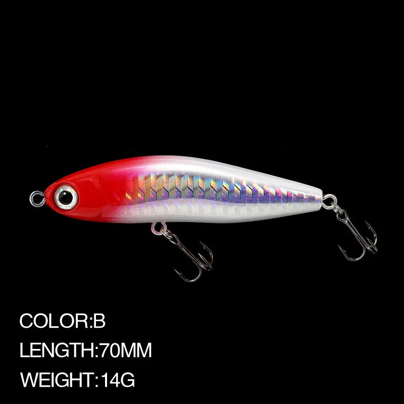 Pencil Warped Mouth Fish Sea Bass Bait Fake Bait 14G70MM Sinking Fishing Accessories Swimming Bait 3D Fish Eye