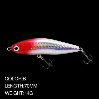 Pencil Warped Mouth Fish Sea Bass Bait Fake Bait 14G70MM Sinking Fishing Accessories Swimming Bait 3D Fish Eye