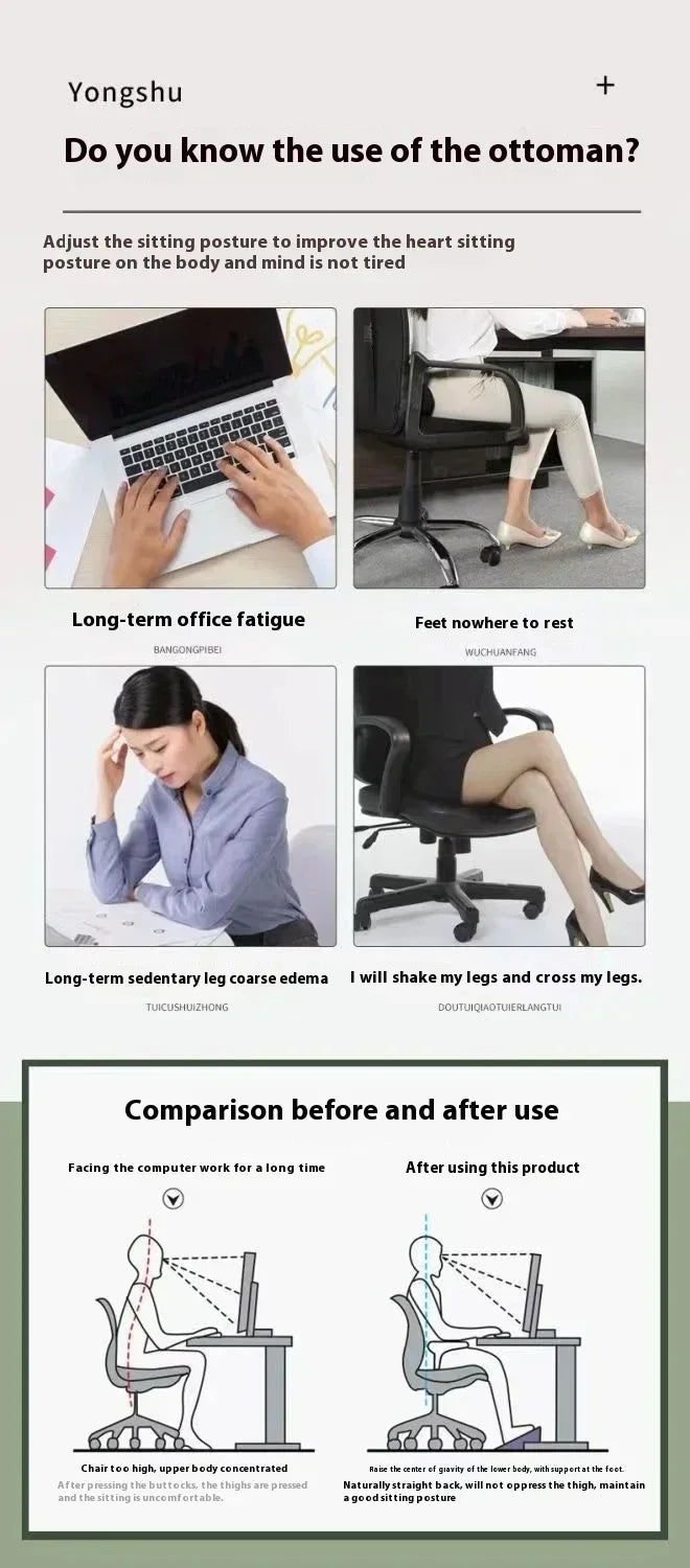 2026 Portable Foot Rest Under Desk Ergonomic Foot Stool With Massage Rollers For Home Office Comfort