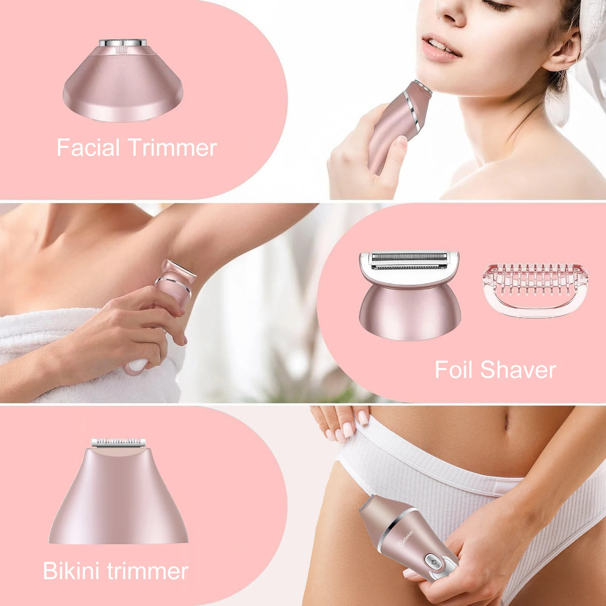 Hatteker 3-i-1 Elektrisk Epilator och Rakapparat för Dam
