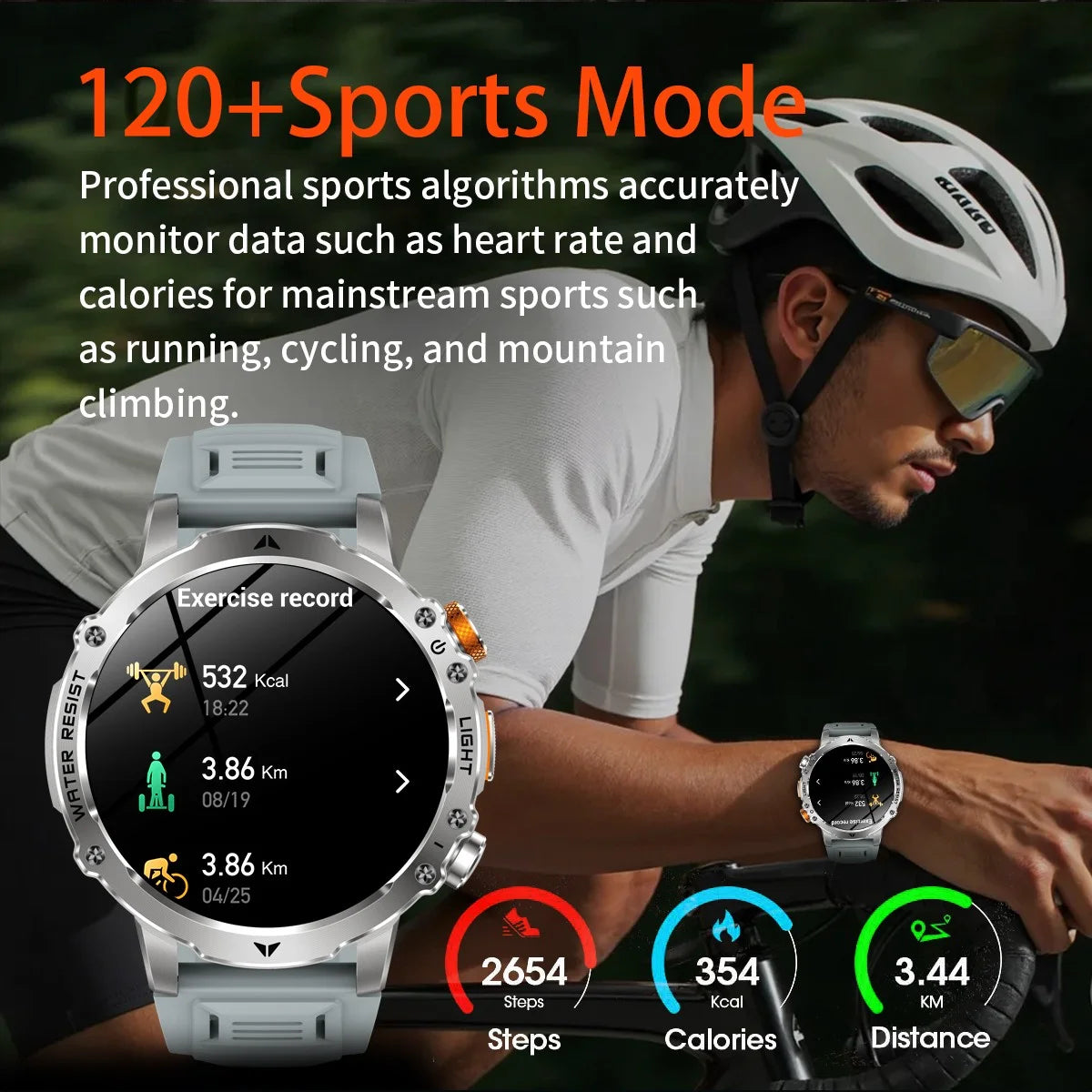 2026 New Men Outdoor Smart Watch 1.7" IPS 1600mAh  Battery Bluetooth Call IPX8 Waterproof Flashlight SOS Compass 120+Sport Modes
