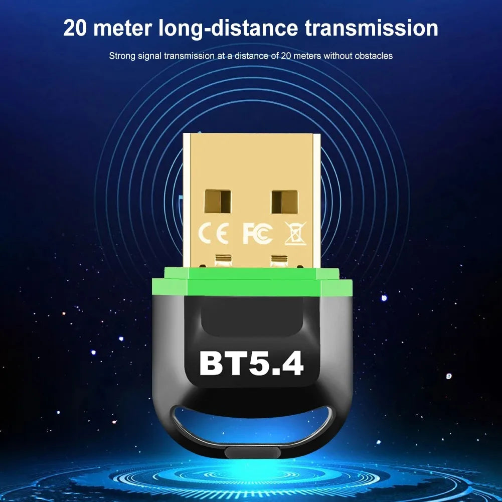 USB Bluetooth 6.0 Adapter Bluetooth 5.4 Dongle Bluetooth Receiver & Transmitter for Bluetooth Keyboard/Mouse/Headphone/Speaker