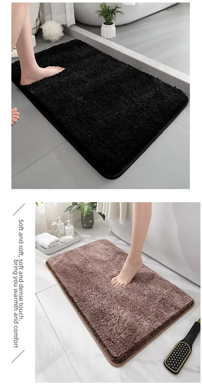 Rounded and thickened bathroom floor mat, bathtub absorbent mat, plush material, anti slip foot mat, entrance door mat, bathroom