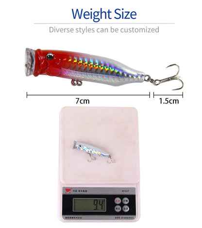 1Pcs Fishing Lures 7cm/9.4g Popper Bait 2024 New Topwater Plastic Artificial Hard Bait Crankbait Wobblers Perch Fishing Tackle