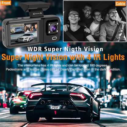 WIFI 3 Camera Dash Cam Cabin Car Dvr 1080P Interior Vehicle Three Way Channel Dvrs Recorder Video Registrator Dashcam Camcorder