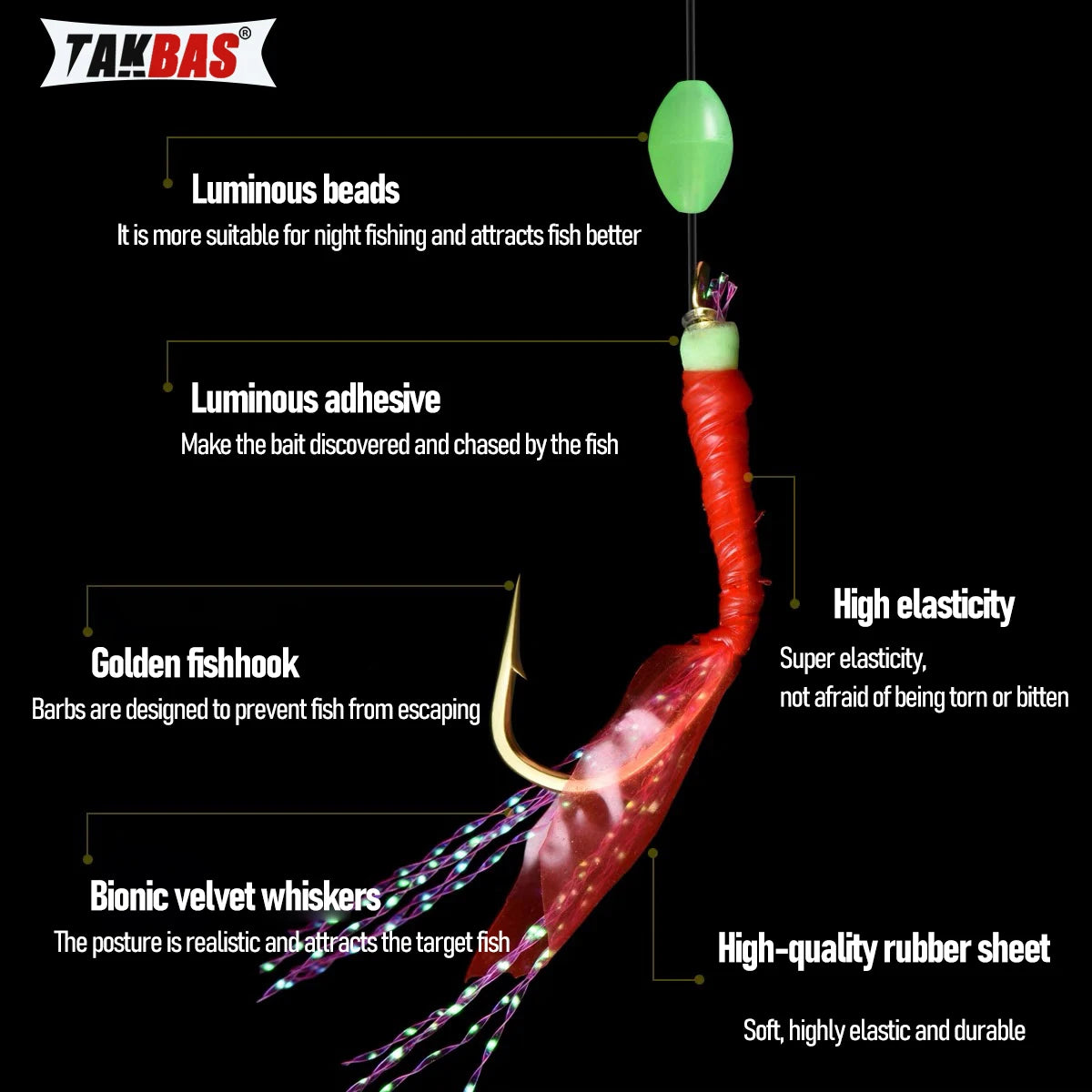 8Packs Sabiki Bait Rig Size 4-18, Glowing Beads and High Carbon Steel Fishing Hooks, Night Fishing Kit for Mackerel, Bass,