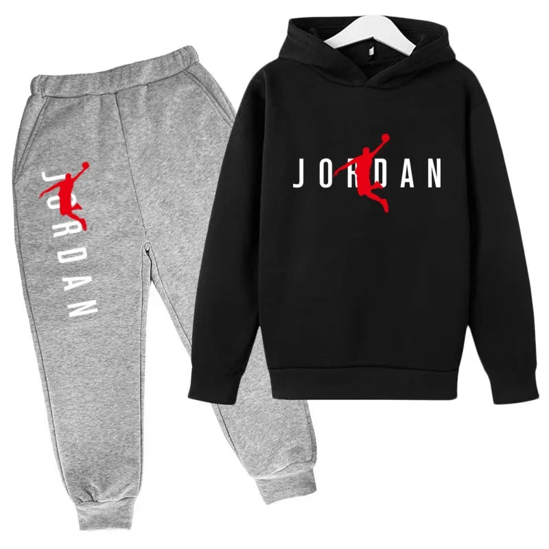Kids Hoodie Basketball Letters Pullover 3-12Yrs Coat Sweatshirt+Pants Boy Girl Toddler Jogging Clothes Leisure Fashion Brand Set