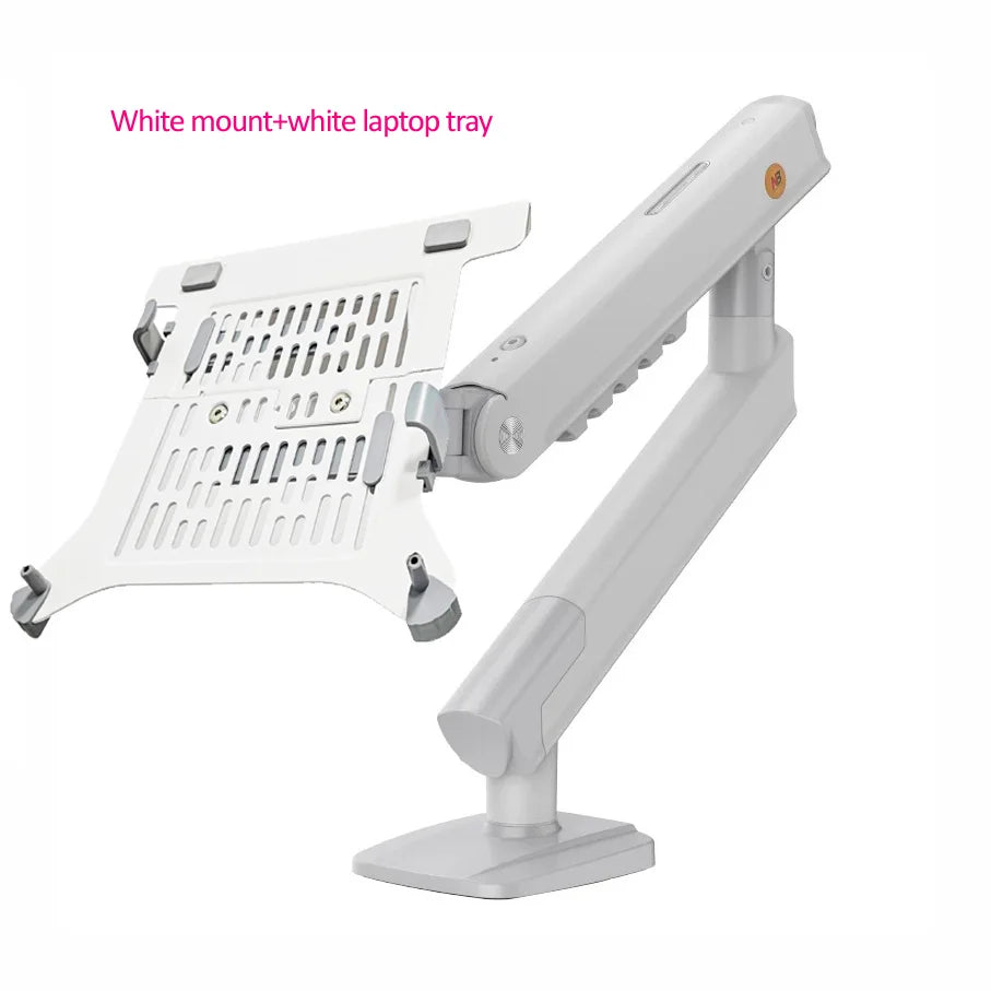 NB F80 + FP-2 Full Motion 360 Rotate Pivot 2-9kg Gas Spring Arm 10'-17' Laptop Tray Desktop Stand Clamp 10-90mm Grommet Hole