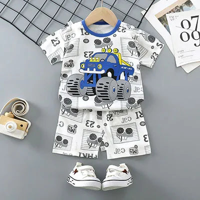 Summer Donald Duck Cartoon 2-Piece Boys Tracksuit Casual Kids Clothing Set T-shirt And Shorts Children 1-4 Years