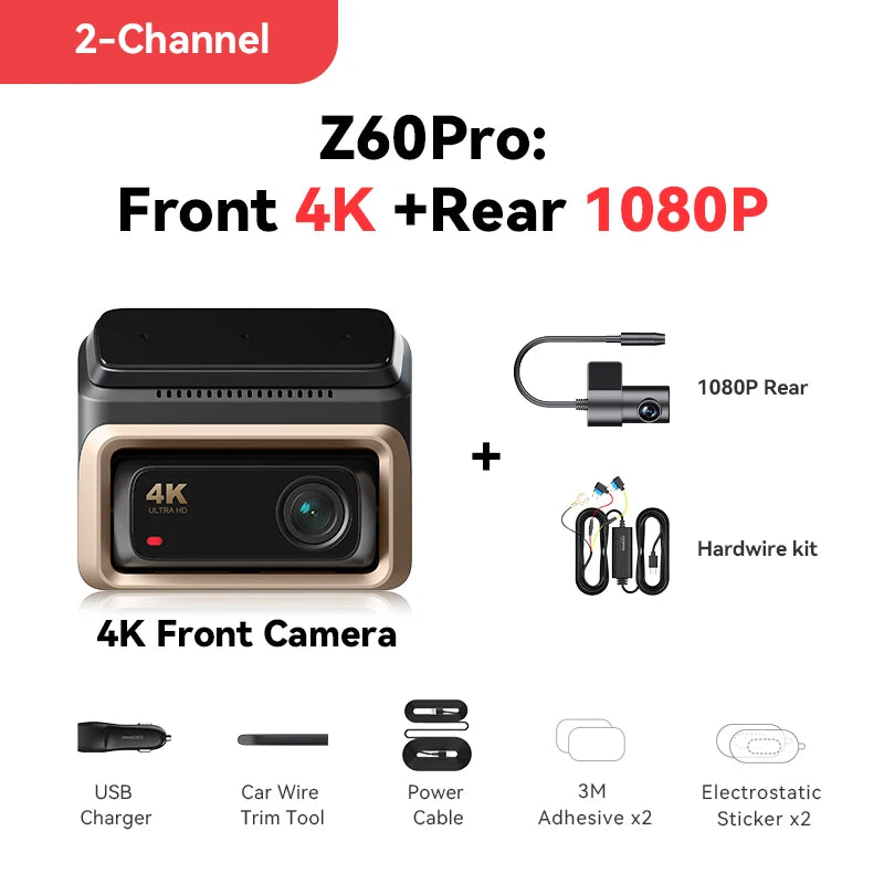 DDPAI Z60 Pro 4K Dashcam – Dubbla Sony STARVIS-sensorer, 5GHz WiFi, GPS, ADAS 2.0 och 4G LTE