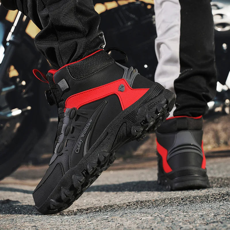 Lediga läderkängor för motorcykelkörning för män off-road motocrossskor