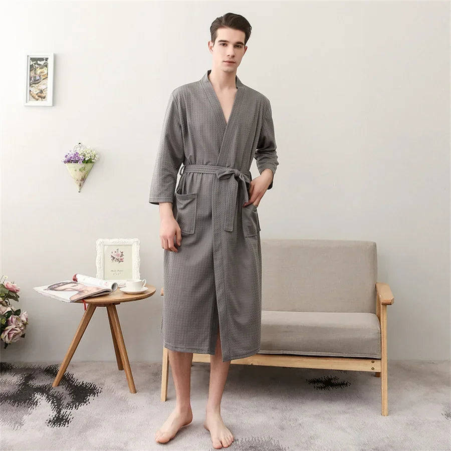 Unisex Kimono Badrock Lång – Lätt Mjuk Sommar & Höst Loungewear, 17 Färger M–3XL