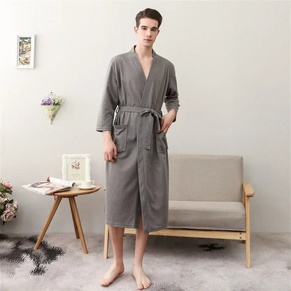 Unisex Kimono Badrock Lång – Lätt Mjuk Sommar & Höst Loungewear, 17 Färger M–3XL