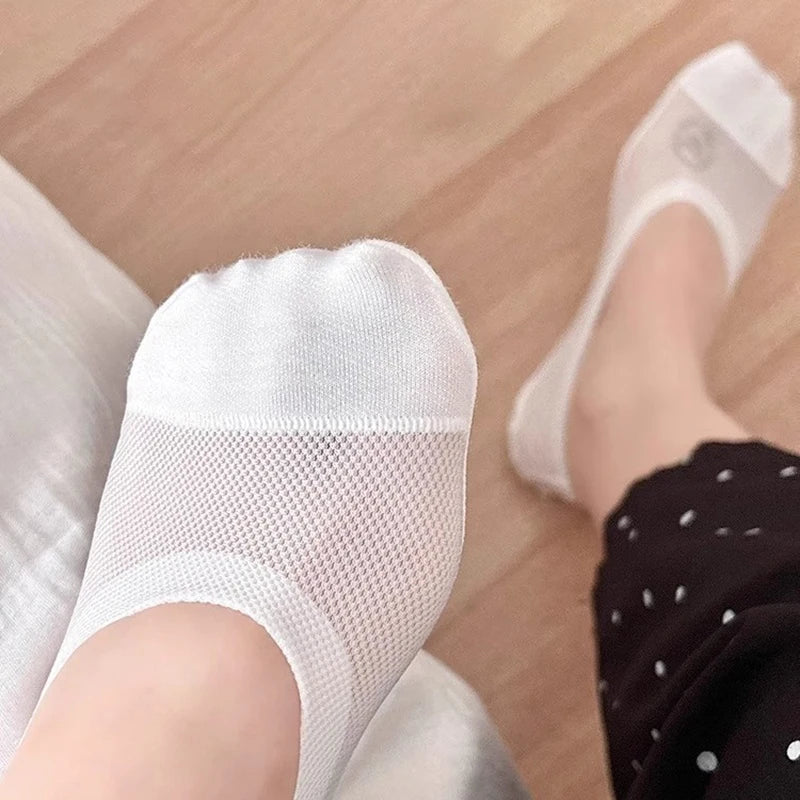 1/4/10 Pairs Women Breathable Mesh Invisible Socks Spring Summer Thin Soft Comfortable Silicone Anti Slip Cotton Casual Socks