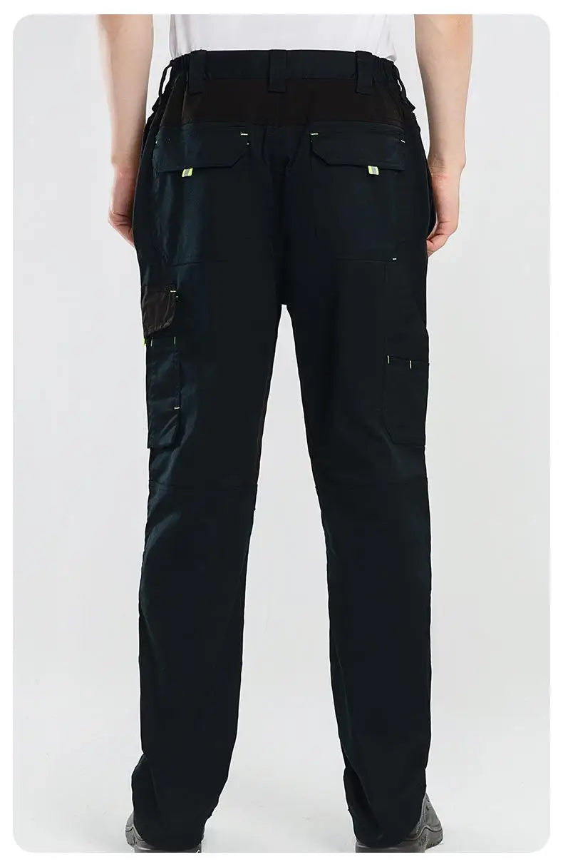 Spring And Autumn Elastic Work Pants Repair Workshop Wear Resistant Reinforced Multi Pocket Welding Pants