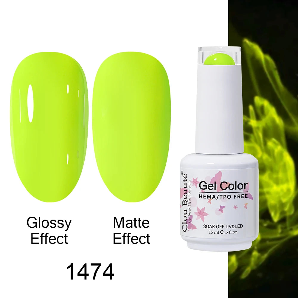 Clou Beaute Gel Nail Polish Neon Brown Royal Blue Red Green Pastal Nude Nail Art Varnishes Gel Lacquer Top Coat UV Gel Nail