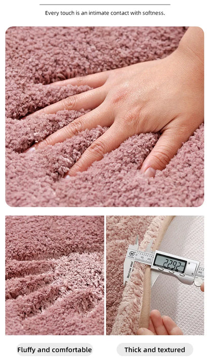 Rounded and thickened bathroom floor mat, bathtub absorbent mat, plush material, anti slip foot mat, entrance door mat, bathroom