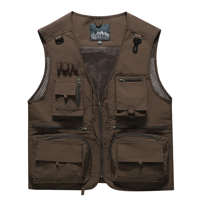Fishing Vest Breathable Fishing Travel Mesh Vest with Zipper Pockets Summer Work Vest for Outdoor Activities