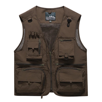 Fishing Vest Breathable Fishing Travel Mesh Vest with Zipper Pockets Summer Work Vest for Outdoor Activities