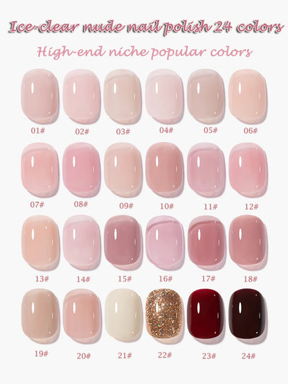 1-30pcs PSK Nude Pink Color Nail Art Ice Transparent Bare Color Nail Enamel 2026 New Net Red Popular White Gel Nail Polish