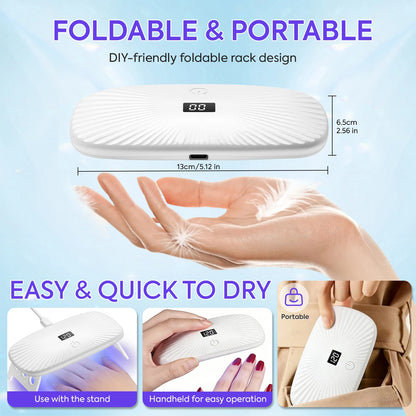 2-in-1 Handheld & Desktop UV Nail Lamp: Dual-Wavelength Fast Curing with 4-Timer Settings & Portable Design
