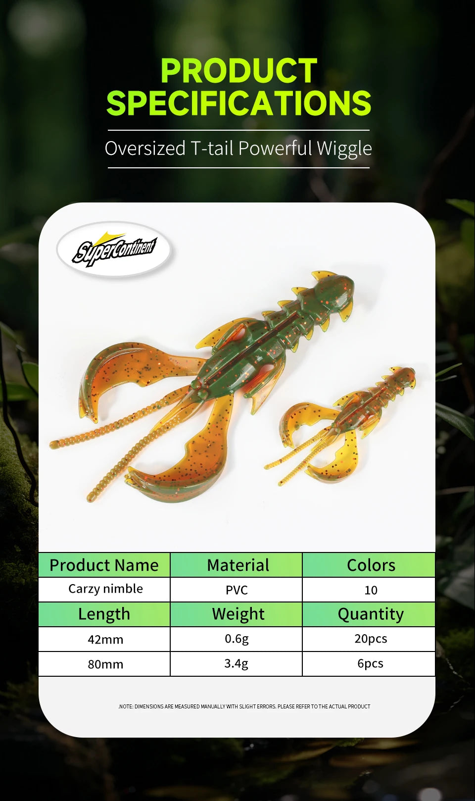 Supercontinent CRAZY nimble Total length 8cm/4.2cm Lobster Soft Lure Fishing Lures Attractive Shrimp odor salt Wobbler