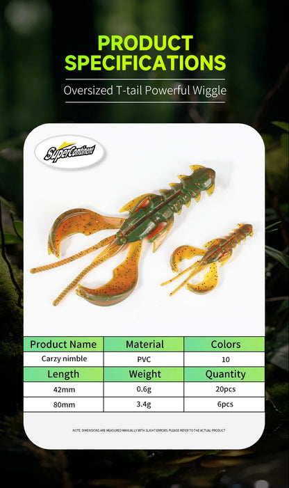 Supercontinent CRAZY nimble Total length 8cm/4.2cm Lobster Soft Lure Fishing Lures Attractive Shrimp odor salt Wobbler