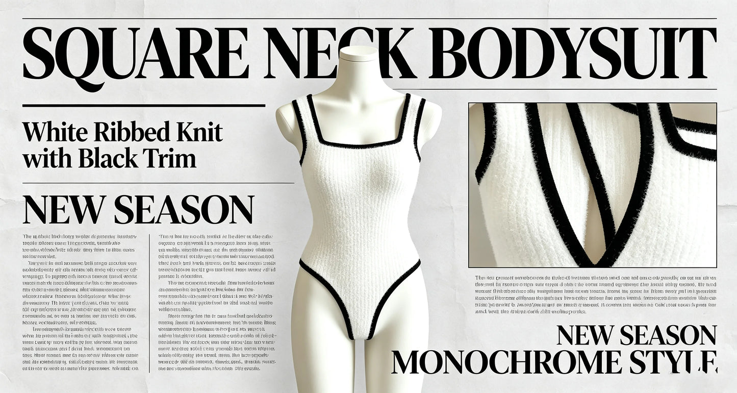 Dam 3-delat Ribbat Bodysuit-set – Fyrkantig Urringning Midjebetonande Backless Strand Nattliv Elegant, 4 Färger XS–XL