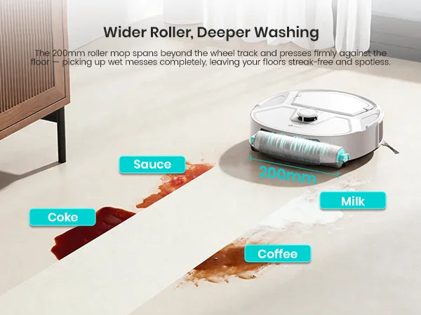 Lefant M265 Robot Vacuum Cleaner and Mop, 20,000Pa Suction, 800ml Dustbin, 28cm Mini Roller Robot Vacuum with Instant Automatic Cleaning, 5G WiFi/APP/Alexa